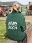 Bottle Green ¾ zip fleece with elasticated cuffs, large collar, zip up pockets and Unpaid Groom logo